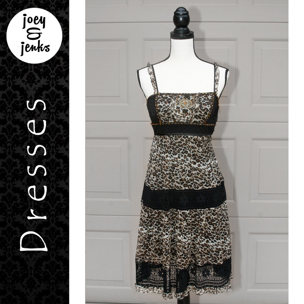 Designer Sue Wong Leopard Embellished Silk Dress 4